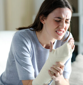 Woman with injured arm